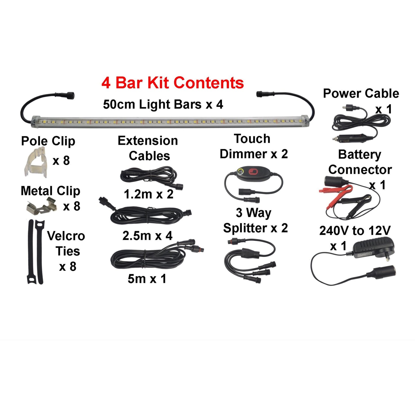 Outdoor Connection Power Strip Light Bar Kit White/Amber - 4 Bar Kit